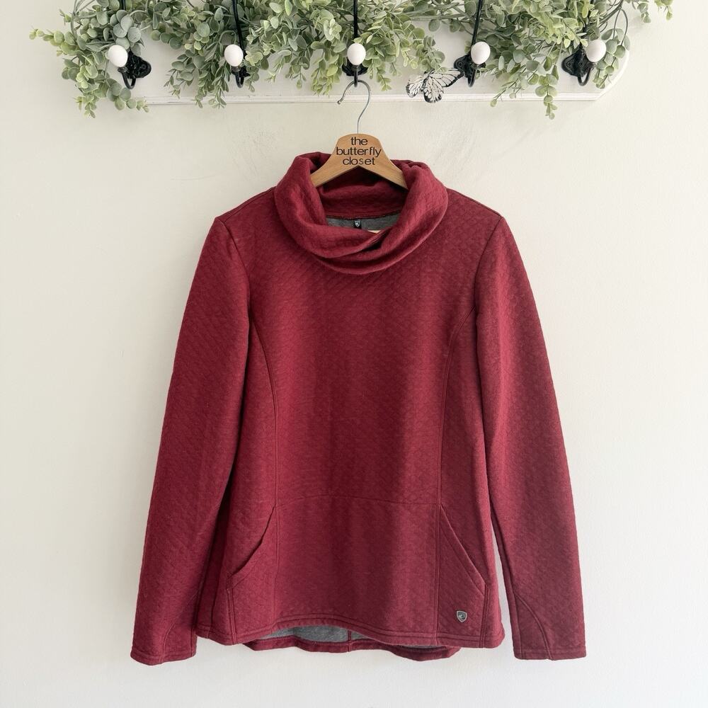 KUHL Women’s Athena Pullover Burgandy Cowl Neck Medium Pockets LL6063